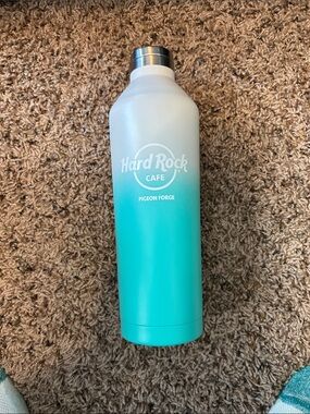 Hard Rock Cafe White to Aqua Ombre Stainless Water Bottle